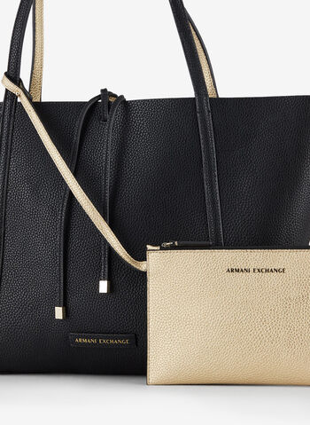 BORSA SHOPPER REVERSIBILE, 77520BLKGOLD, small