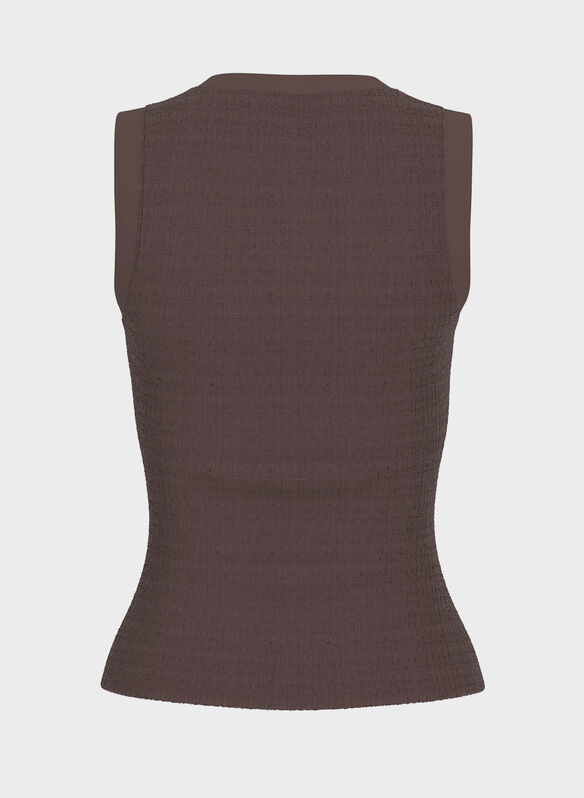 TOP CANOTTA CON STRASS, F1I7 COFFE, medium