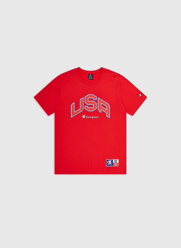 T-SHIRT CON LOGO USA, RS032 RED, large