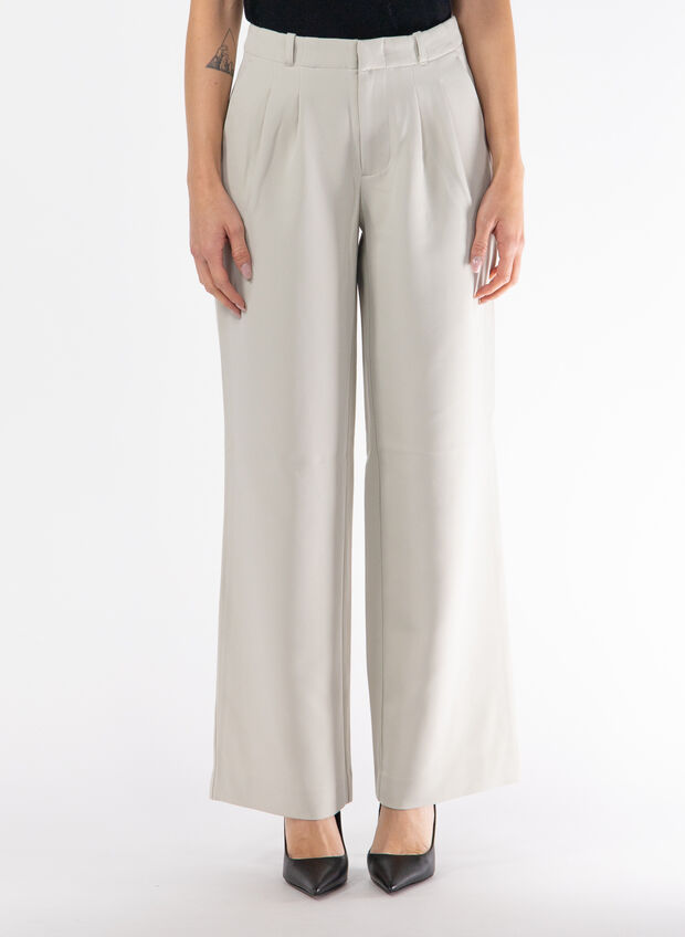 PANTALONE DRITTO IN CR&Ecirc;PE PLISSETTATO, PD7 PANNA, large