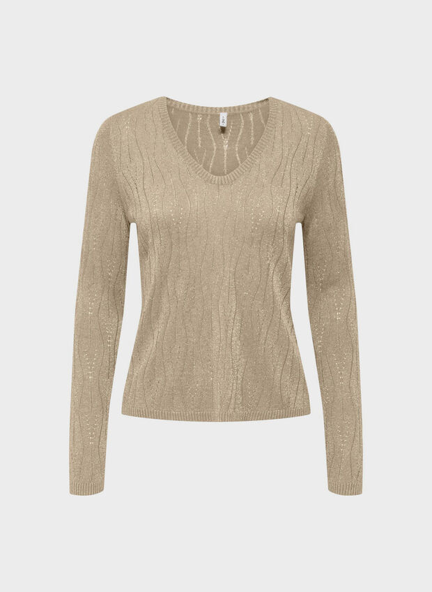 MAGLIONE MELLA V LUREX, FROSTED ALMOND, large