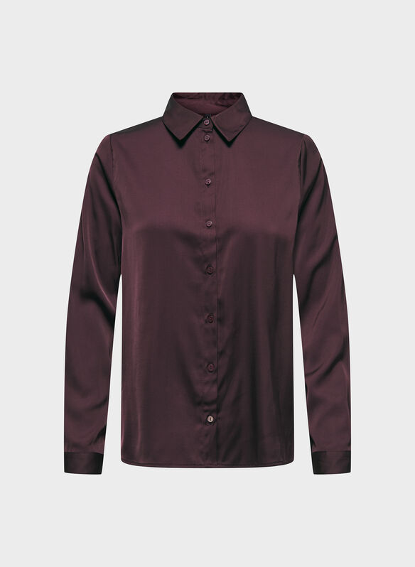 CAMICIA MIKA SATIN, DECADENT CHOCOLATE, medium