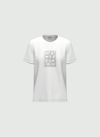 T-SHIRT CON LOGO E PAILLETTE, 001 WHT, small