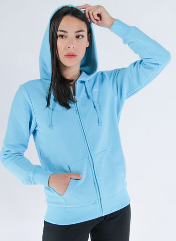 FELPA AC FULL ZIP CON CAPPUCCIO MICRO LOGO, BS128 TURCHESE, small