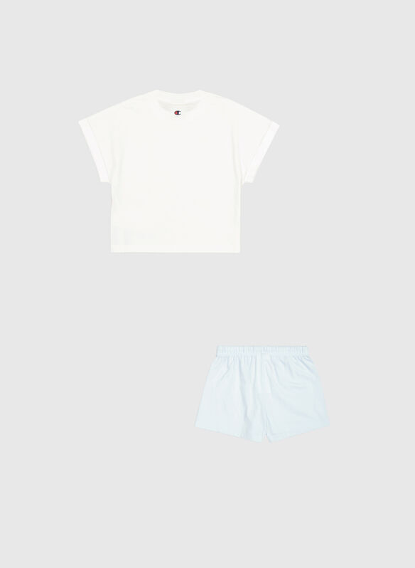 T-SHIRT+SHORT GRAPHIC RAGAZZA, WW001 WHTCELESTE, medium
