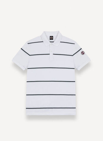 POLO IN PIQU&Eacute; A RIGHE, 01 WHT, small