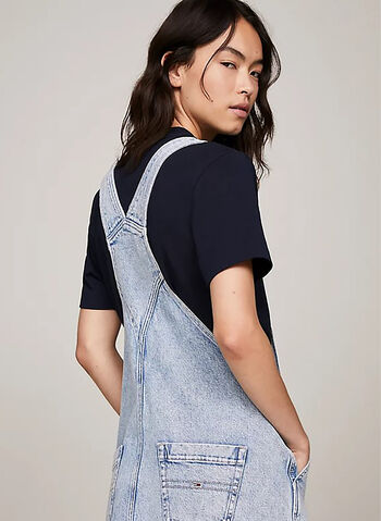 ABITO SALOPETTE MIDI IN DENIM, 1AB CHIARO, small