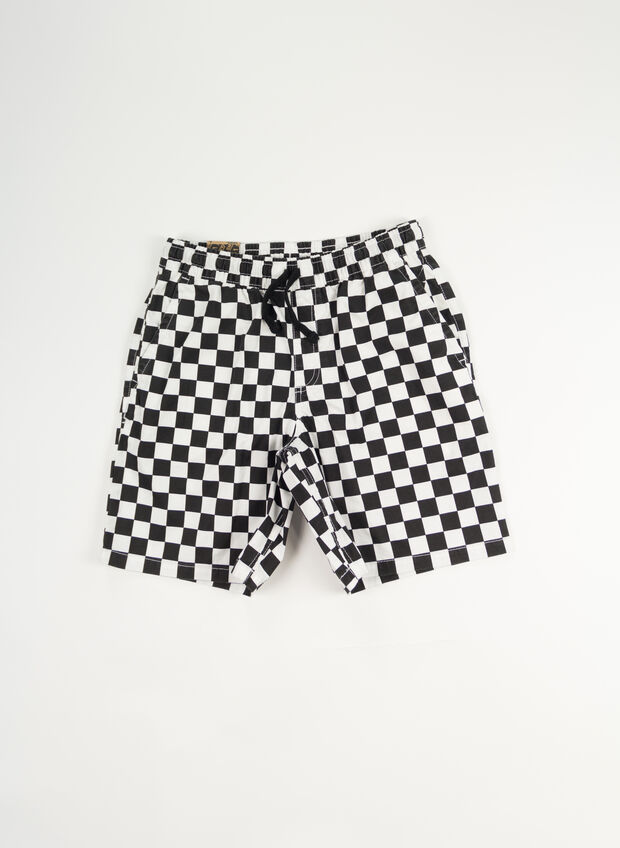 SHORTS ELASTIC RANGE CHECK RAGAZZO, BLKWHT, large