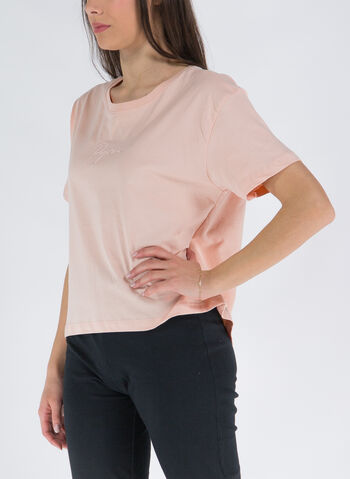 T-SHIRT CROP MICRO LOGO RICAMO, MELONE, small