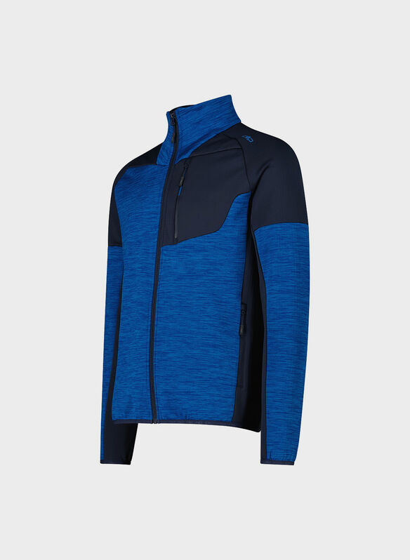 FELPA GRID TECH CON ZIP MELANGE, L581 BLUE, medium