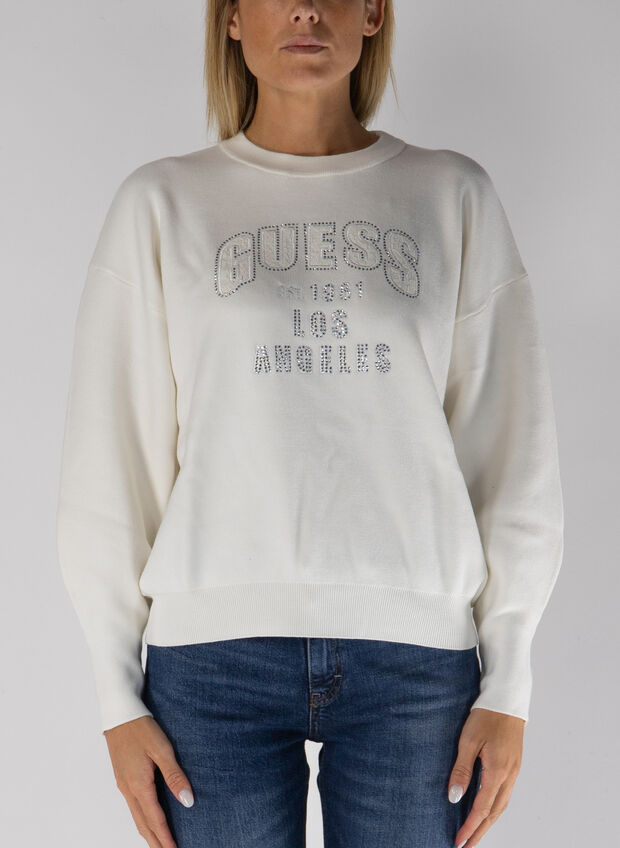 FELPA GIROCOLLO CON SCRITTA IN STRASS, , large