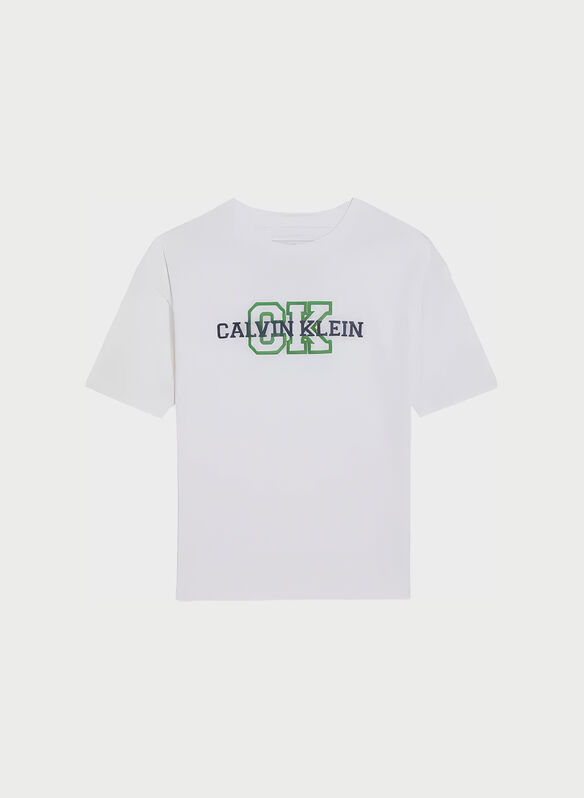 T-SHIRT VARCITY LOGO RAGAZZO, YAF WHT, medium