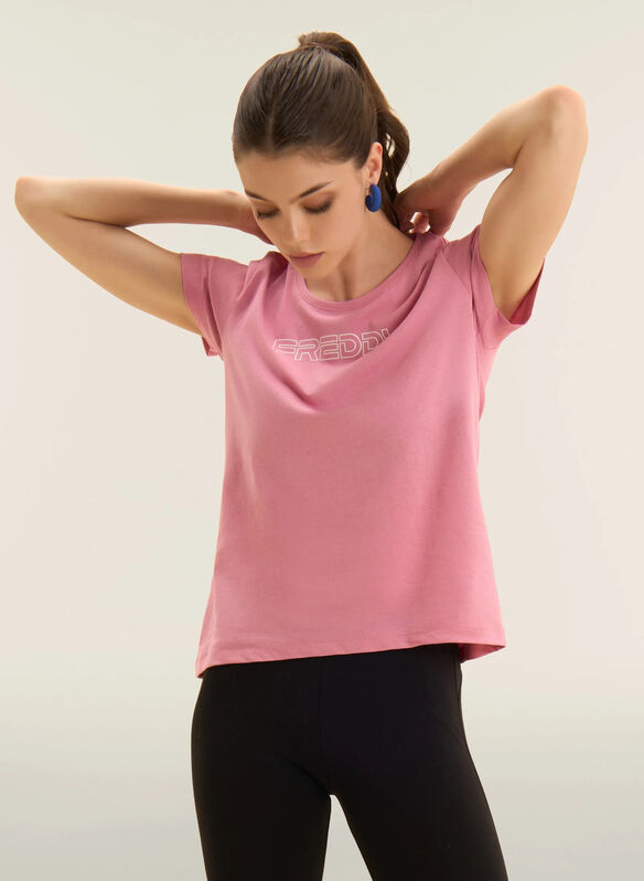 T-SHIRT CON LOGO GLITTER, P47 FRAGOLA, medium