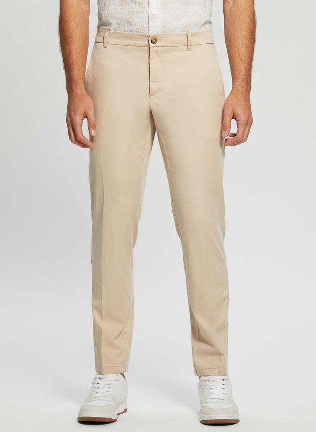 PANTALONE CHINO MISTO LINO, G1DR ECRU, large