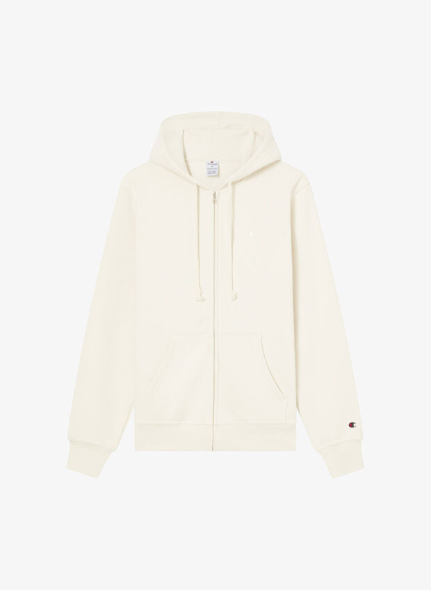 FELPA FULL ZIP CON RICAMO LOGO, WW056 CREMA, large