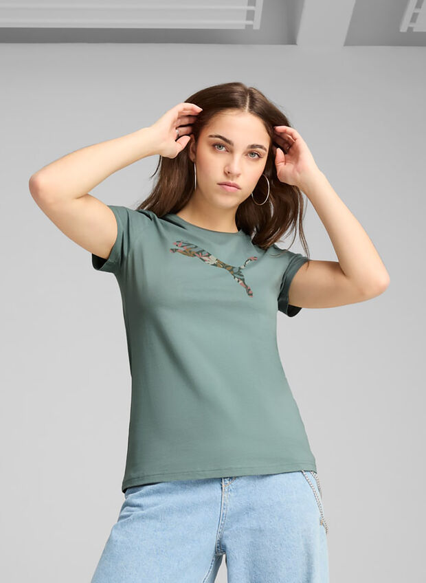T-SHIRT CON LOGO GRAPHICS FLORAL CAT, 30 SALVIA, large