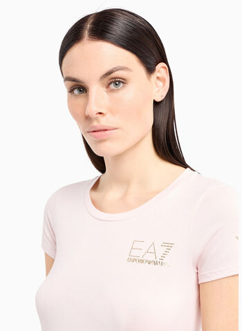 T-SHIRT CON LOGO STRASS, 1422 PINK, small