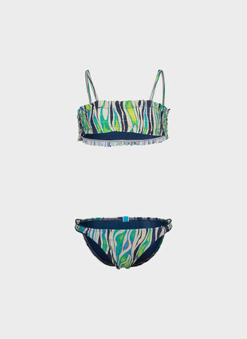 COSTUME BIKINI A FASCIA WATER PRINT MULTISTAMPA RAGAZZA, 601 ZEBRA, small