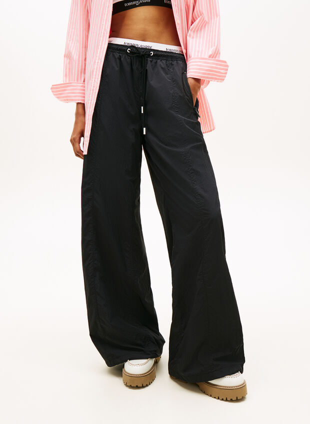 PANTALONE JOGGERS LARGHI CON LOGO RIPETUTO, BDS BLK, large