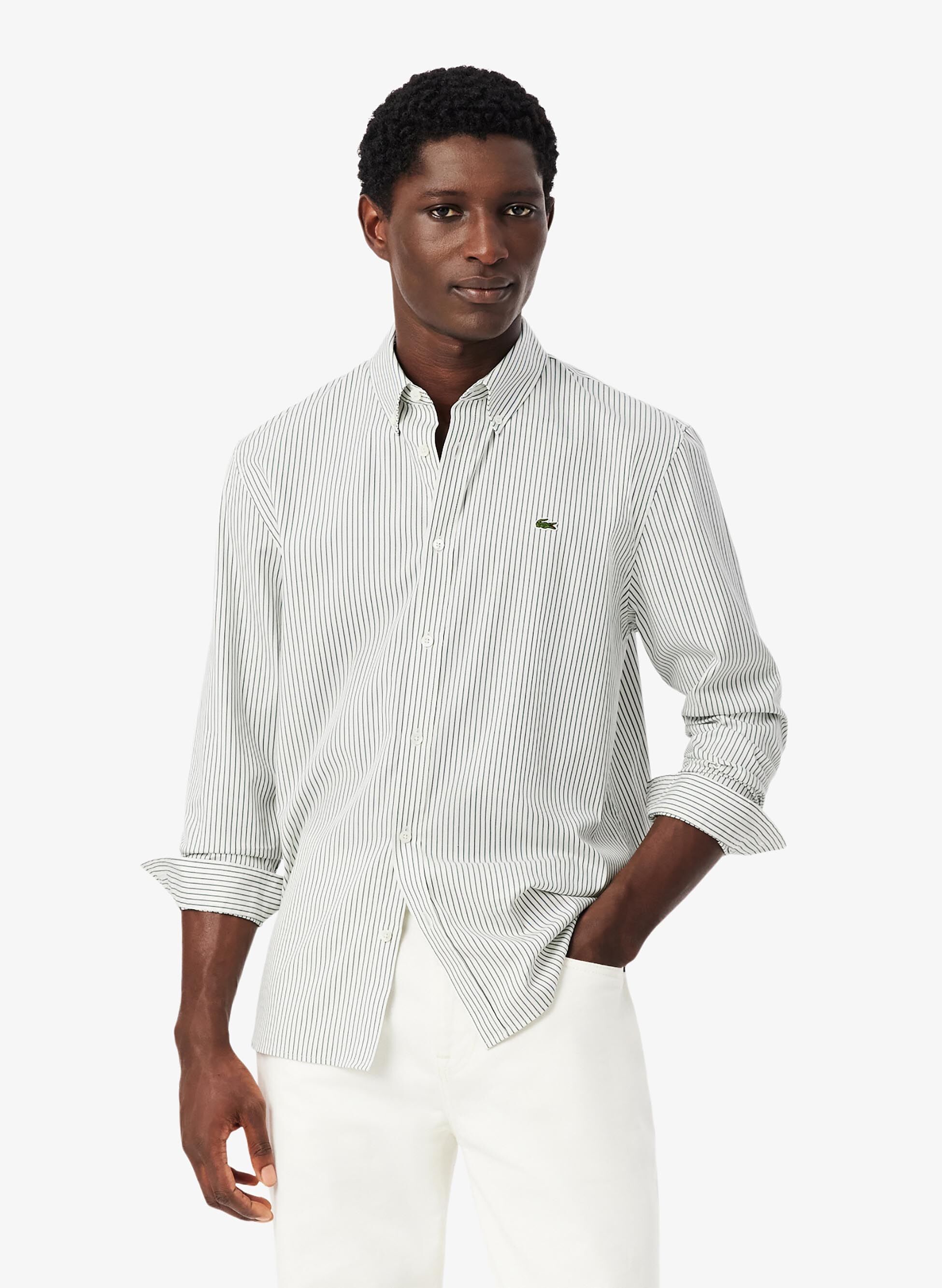LACOSTE CAMICIA OXFORD A RIGHE 46
