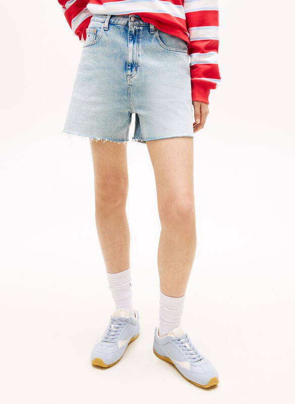 SHORT IN DENIM SBIADITI, 1AB CHIARO, medium