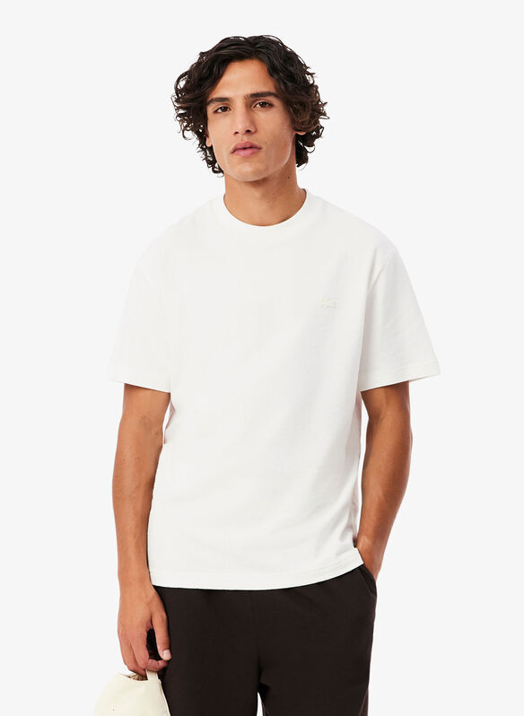 T-SHIRT IN JERSEY TESTURIZZATA, 70V PANNA, medium