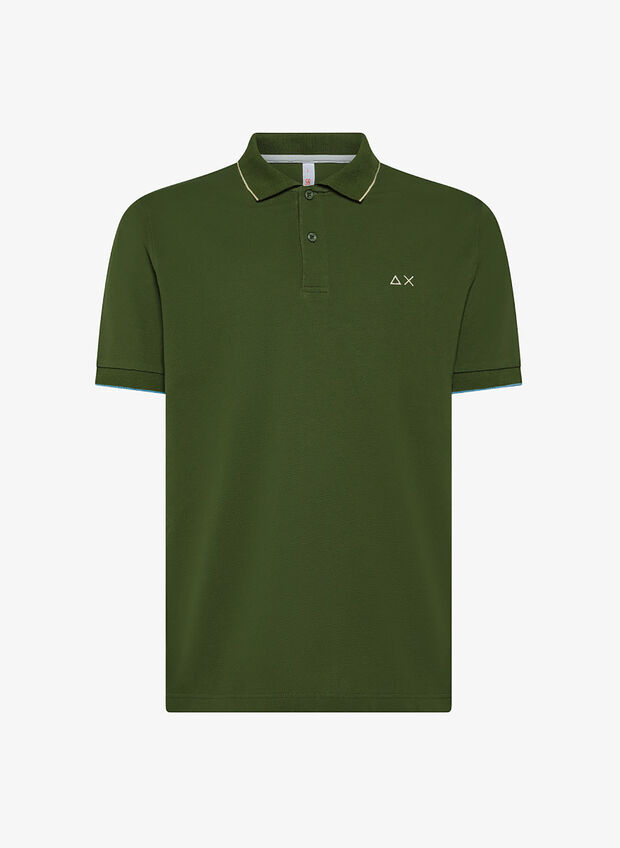 POLO PIQUET CON BORDINO, 37 DARK GREEN, large