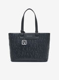 BORSA SHOPPER CON LOGO ALLOVER, UC001 BLK, thumb