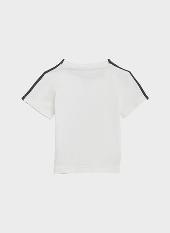 COMPLETO SHORTS E T-SHIRT LIL 3-STRIPES SPORTY SUMMER BIMBO, WHTBLK, small