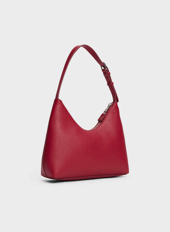 BORSA A SPALLA CON FINITURA TRAMATA, XJ9 CHERRY, small