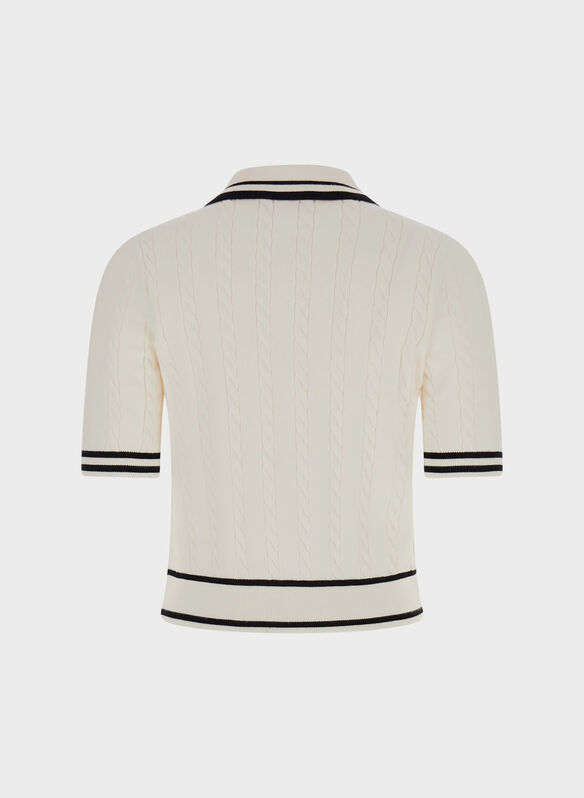 CARDIGAN A MAGLIA INTRECCIATA, G1O6 PANNA, medium