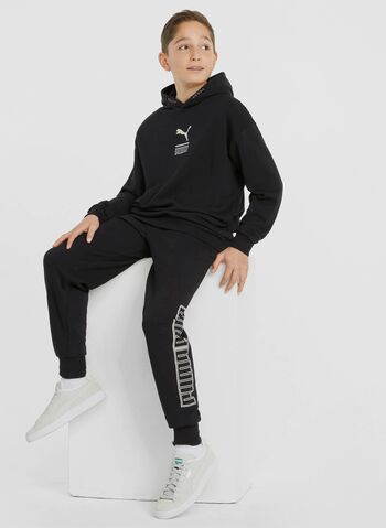 FELPA ACTIVE CON CAPPUCCIO RAGAZZO, 01BLK, small