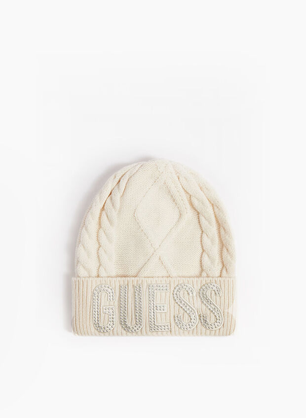 CAPPELLO ALIX MAGLIA TRECCIA LOGO, G012 CREMA, large