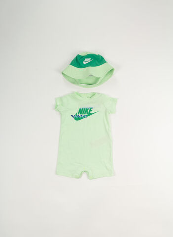 COMPLETO PAGLIACCETTO + CAPPELLINO SWOOSH INFANT, E2E GREEN, small