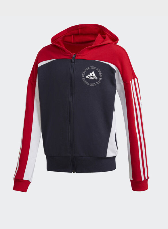 FELPA CON CAPPUCCIO BOLD RAGAZZA, NVYRED, medium