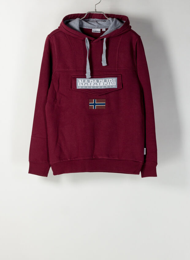 FELPA BURGEE CON CAPPUCCIO CHIUSO, R54 AMARANTH, large