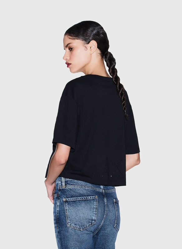 T-SHIRT CROP LOGO, UC001 BLK, medium