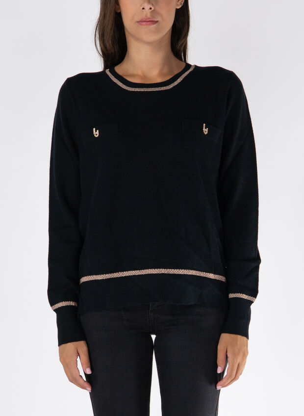 MAGLIONE GIROCOLLO, A4268 BLK, large