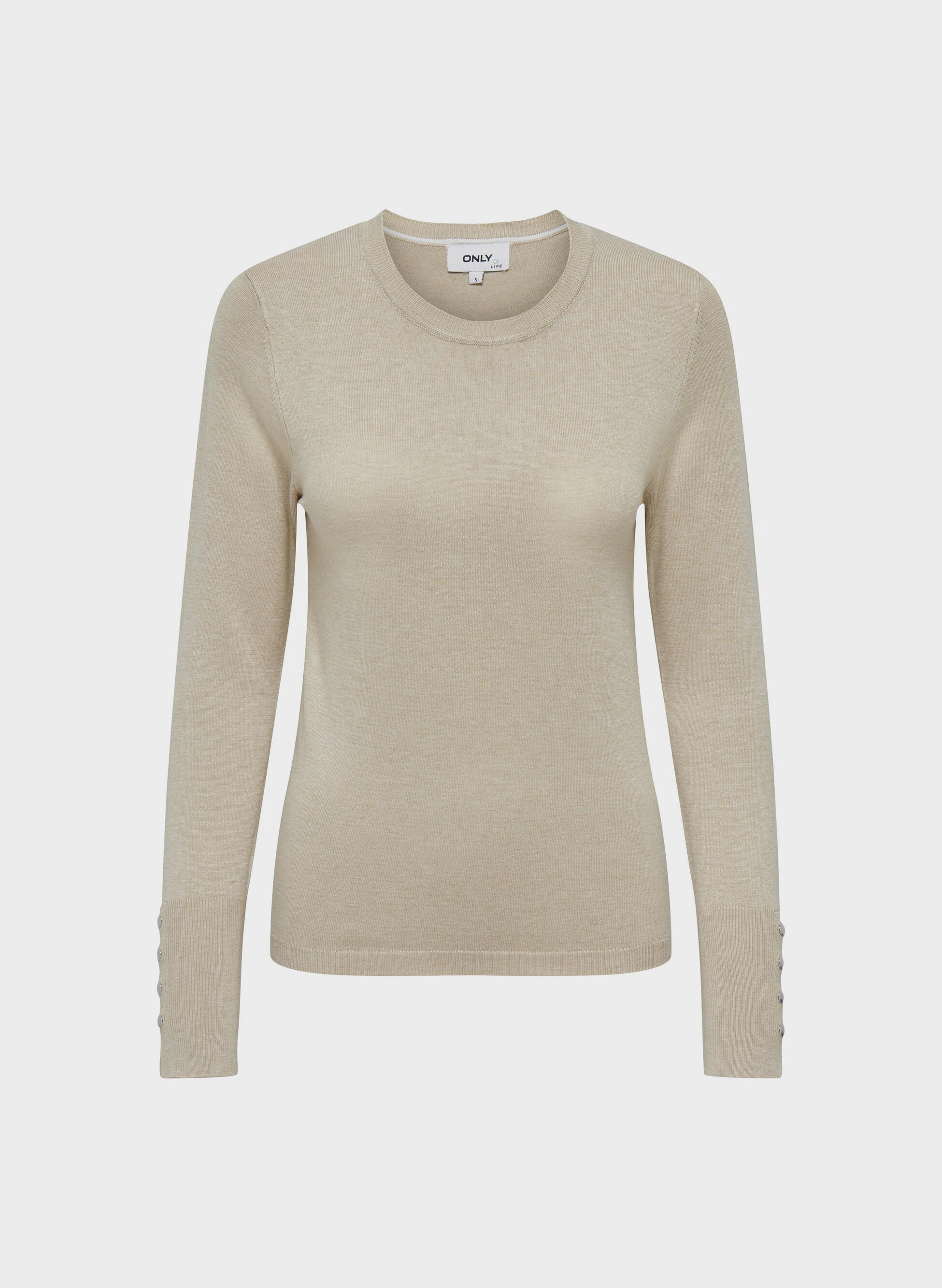 Only maglia girocollo manica lunga beige