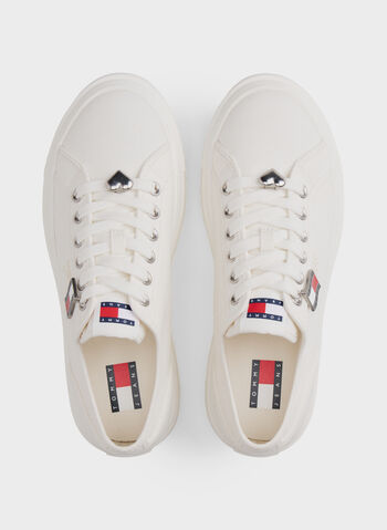 SCARPA IN TELA CON SUOLA ALTA E CHARM, YBL WHT, small