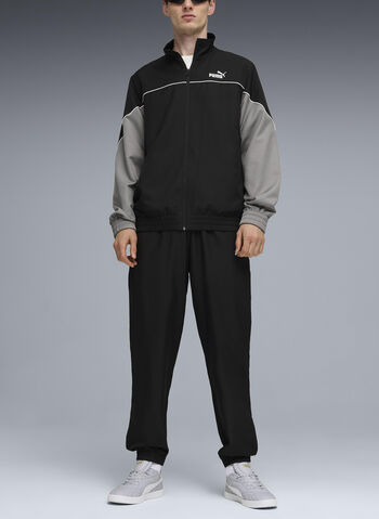 TUTA IN TESSUTO A BLOCCHI DI COLORE, 01 BLK, small