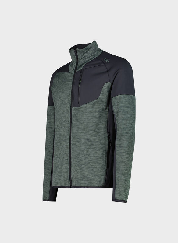 FELPA GRID TECH MEZZA ZIP MELANGE, F779 ANTROLIVE, medium