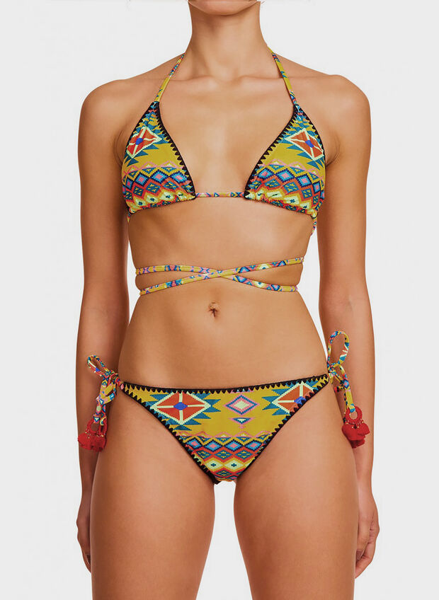 COSTUME BIKINI FANTASIA ETNICA, 019 YELLOW, large
