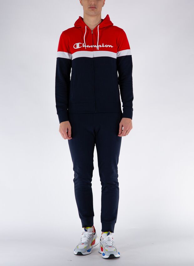 CHAMPION TUTA FULL ZIP CON CAPPUCCIO Bianco, Blu, Rosso Uomo | Sport85