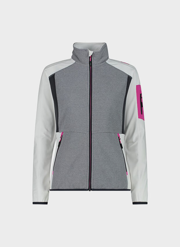 FELPA IN PILE KNIT TECH E STRETCH PERFORMANCE, A001 WHTGREYFUXIA, large