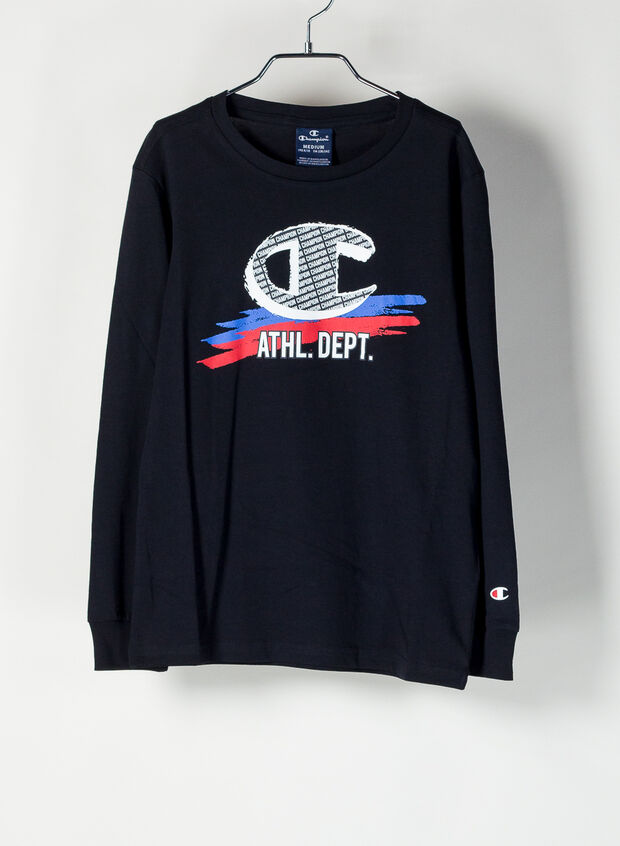 T-SHIRT MANICHE LUNGHE CON LOGO RAGAZZO, KK001BLK, large