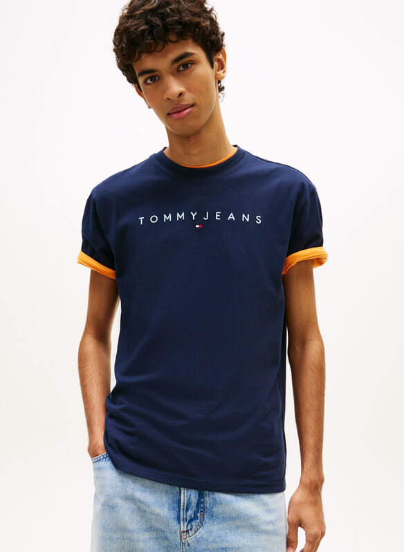 T-SHIRT IN JERSEY CON LOGO RICAMATO, C3Q NVY, medium