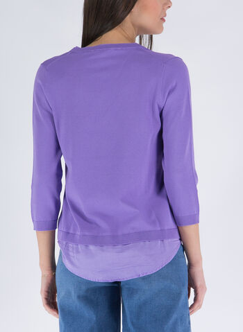 MAGLIONE CON INSERTO CAMICIA, 73 LILLA, small