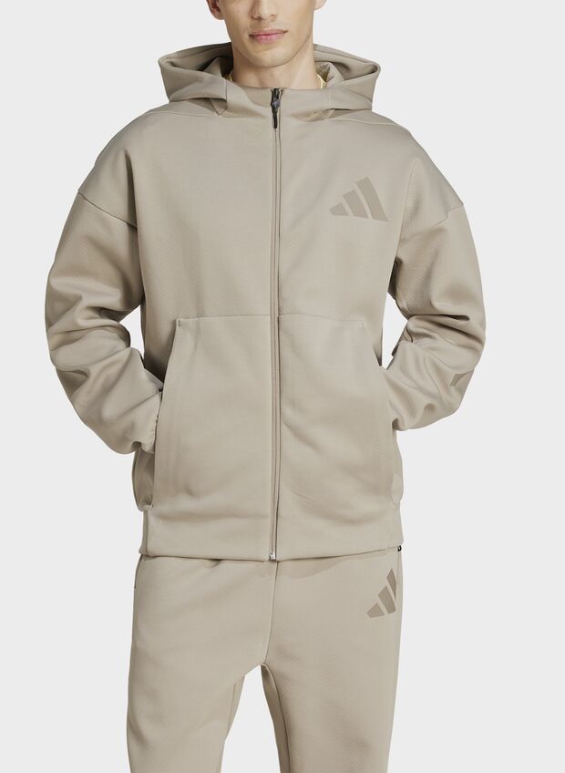 FELPA FULL ZIP ZNE, PUTTY BEIGE, large