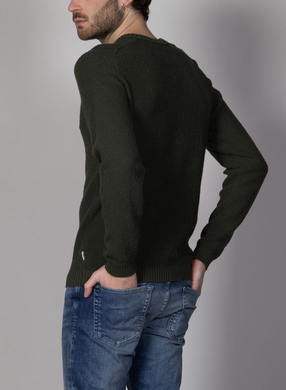 MAGLIONE IN COTONE A GIRO, FOREST, medium